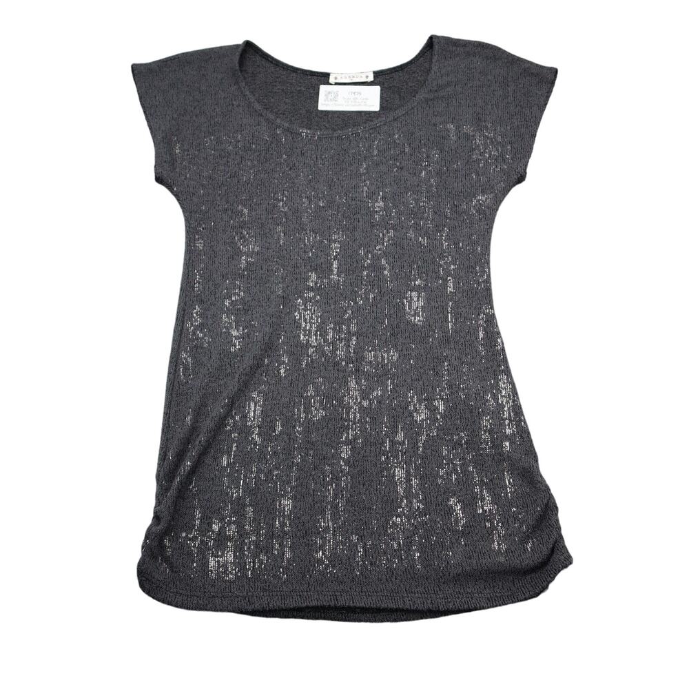 Agenda Shirt Womens M Black Scoop Neck Short Sleeve Casual Pullover Top
